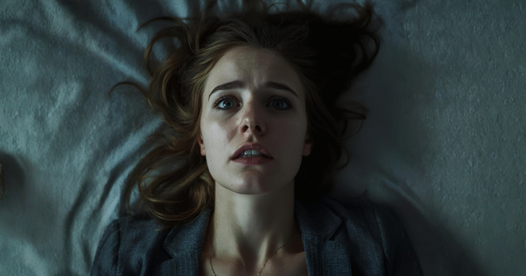 Uma mulher esgotada representa os sintomas de cansaço e burnout.